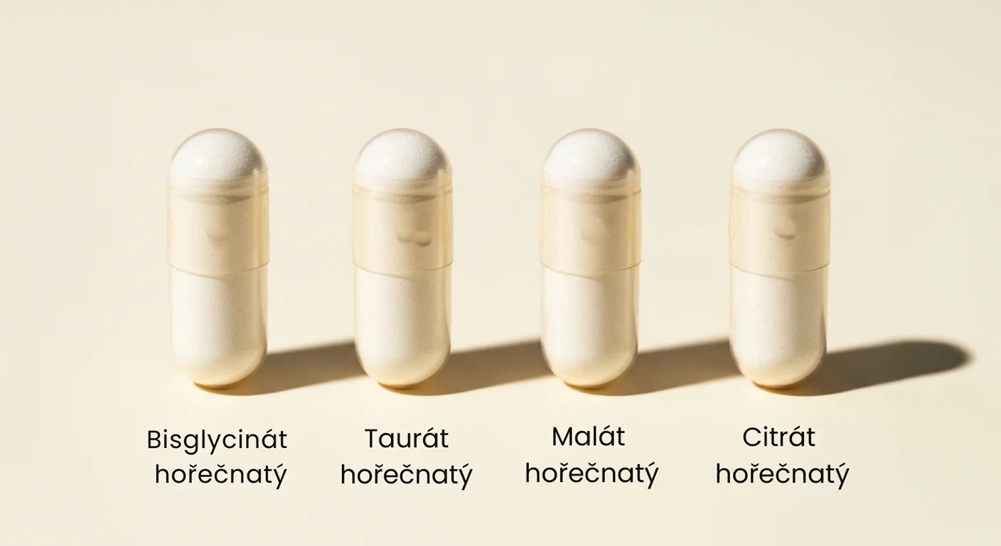 Kombinace více forem hořčíku – bisglycinát, taurát, malát a citrát pro kompletní účinek
